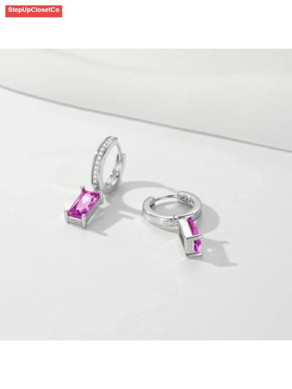 925 Sterling Silver Birthstone Hoop Earrings for Women Hypoallergenic Cubic